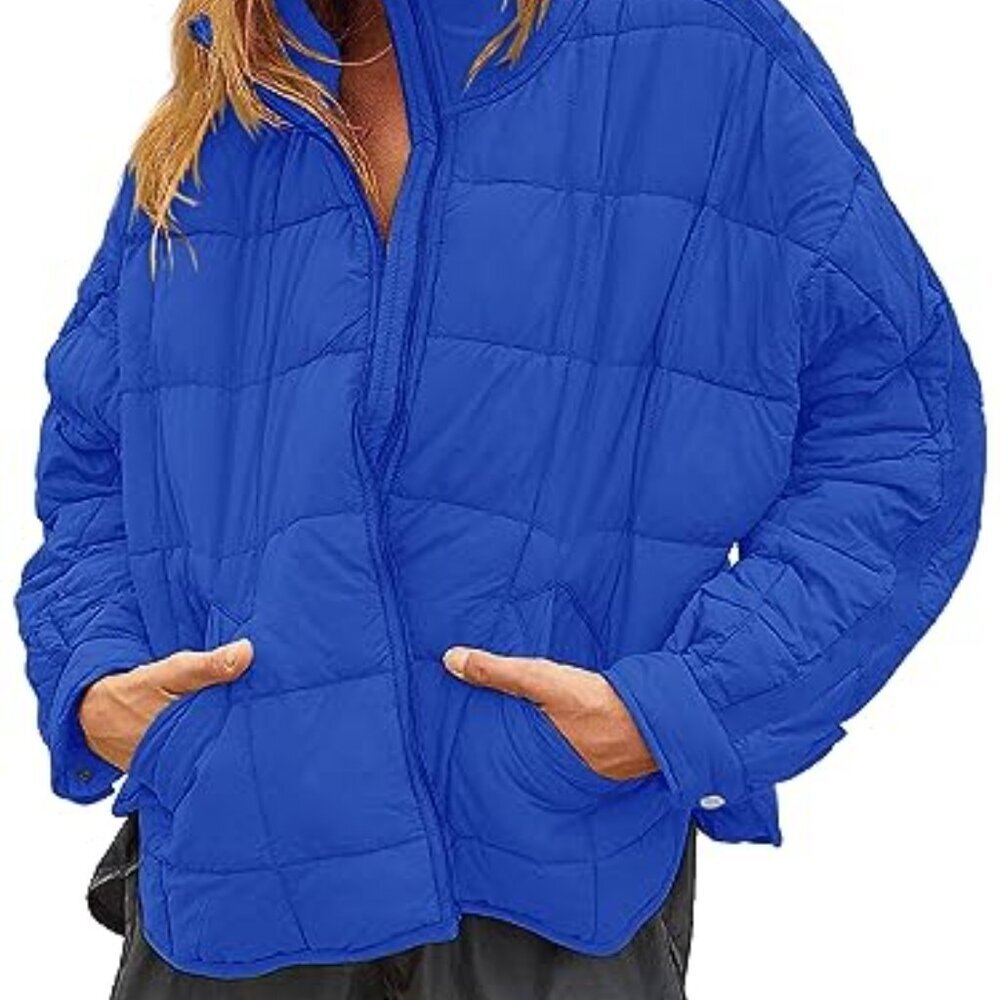Oversized Puffer Jacket Lightweight Quilted Winter Coat Chic Minimal Y2K - Picture 2 of 8